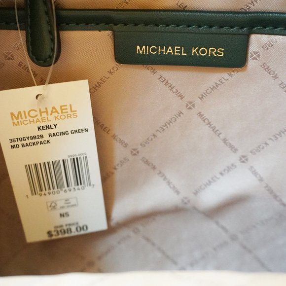 Michael Kors Kenly Medium Backpack MK Brown Racing Green